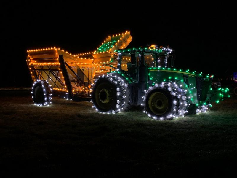 The Carpenter family of Milton has outlined its tractor and combines with Christmas lights. SUBMITTED PHOTO
